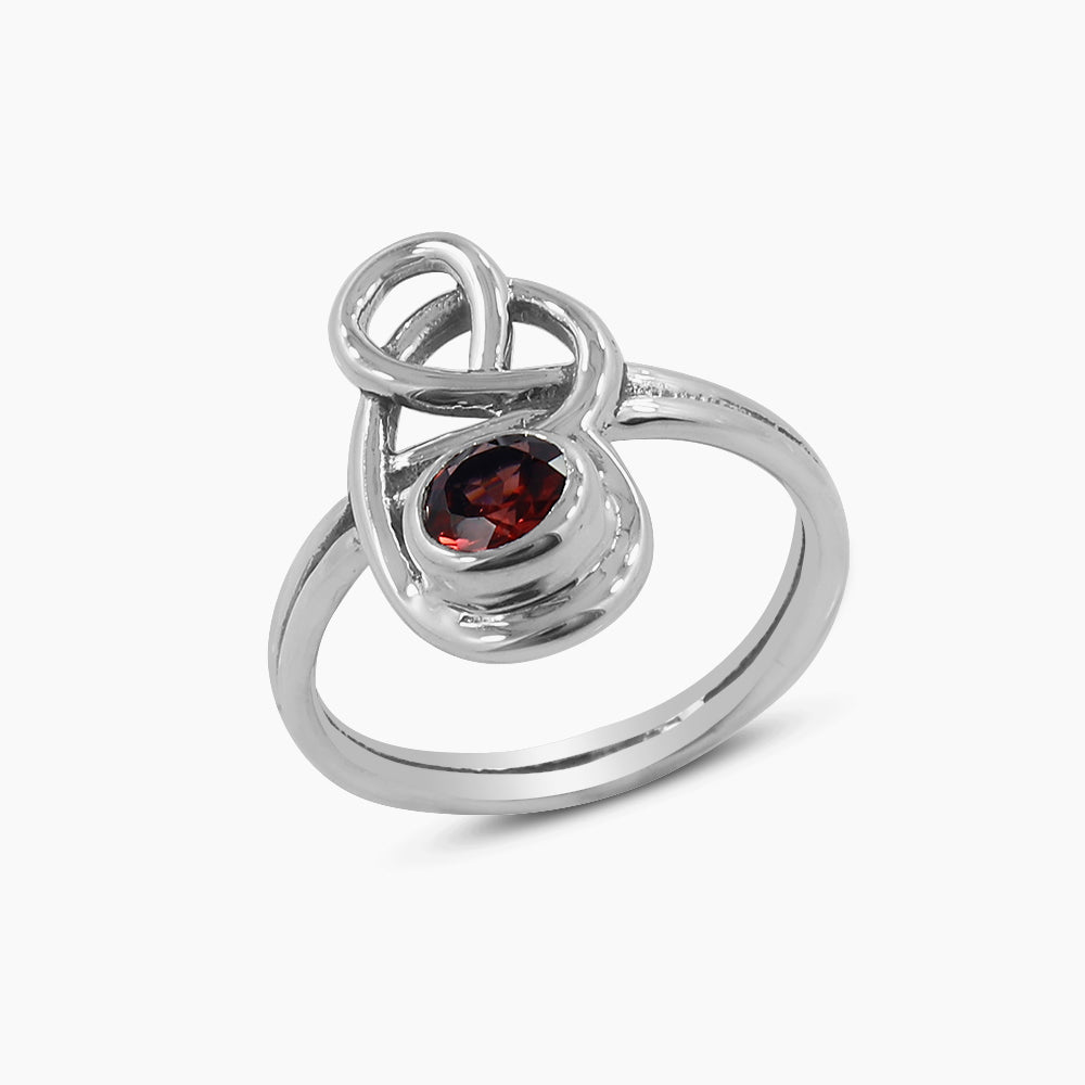 Natural Garnet Gemstone Silver Rings