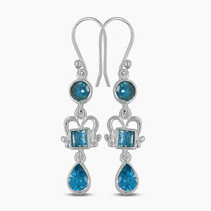 Blue Topaz Silver Earrings