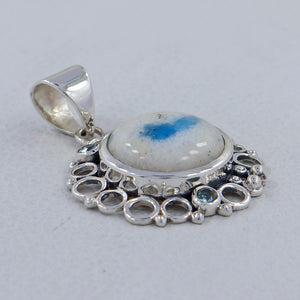 Natural Azurite Quartz Silver Pendants