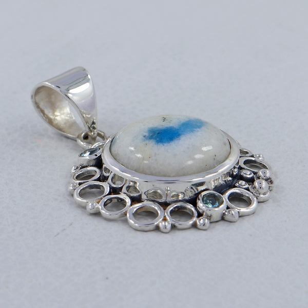 Natural Azurite Quartz Silver Pendants