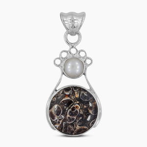 925 Silver Turritella Agate Pendants