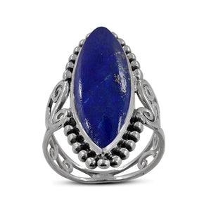 Natural Lapis Lazuli Silver Rings