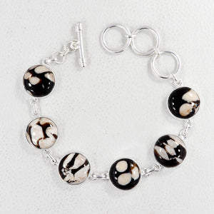 Peanut Wood Jasper Silver Bracelets