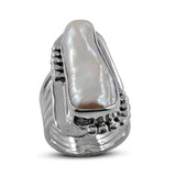 Large Fresh Water Pearl Silver Ring