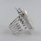 Large Fresh Water Pearl Silver Ring