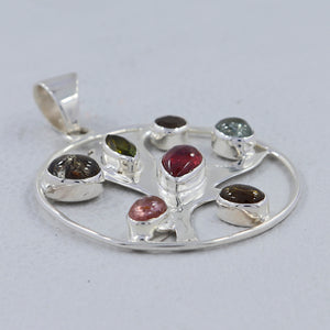 925 Silver Multi Tourmaline Pendants