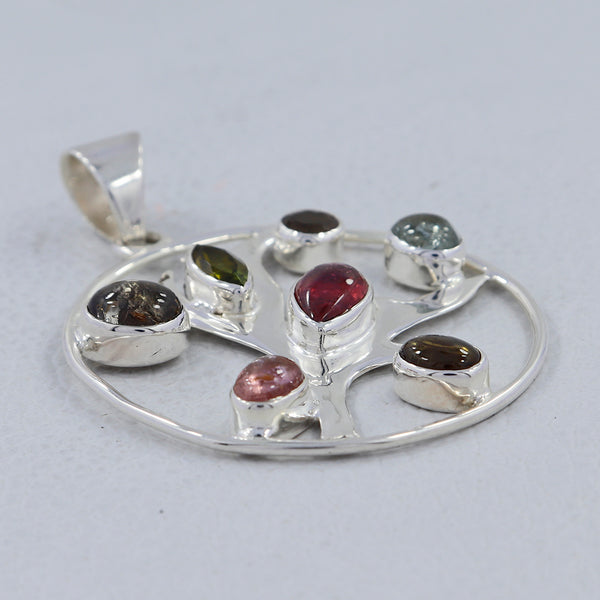 925 Silver Multi Tourmaline Pendants