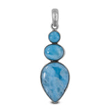 Blue Larimar Gemstone Silver Pendant