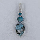 Blue Larimar Gemstone Silver Pendant