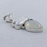 Pearl & Rainbow Moonstone Silver Pendant