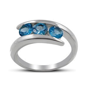 Natural Blue Topaz Silver Ring