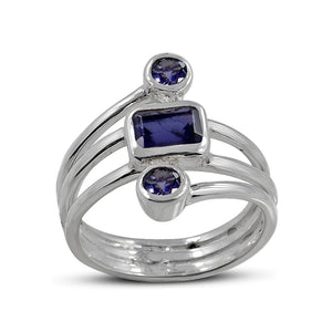 Genuine Iolite Silver Rings