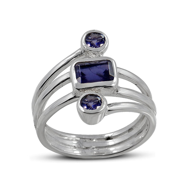 Genuine Iolite Silver Rings