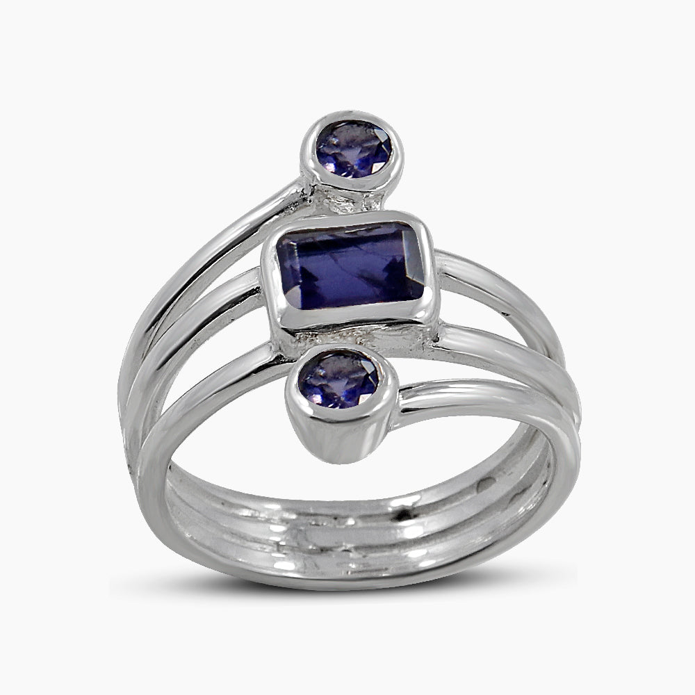 Genuine Iolite Silver Rings