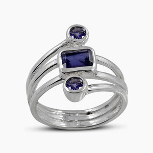 Genuine Iolite Silver Rings