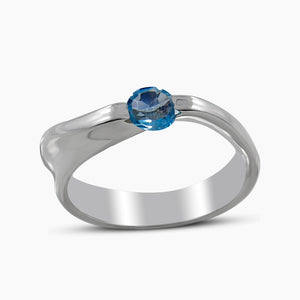 Natural Blue Topaz Silver Rings