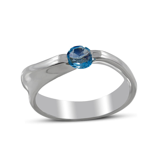 Natural Blue Topaz Silver Ring