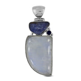 Rainbow Moonstone, Tanzanite Gemstone Silver Pendant