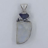 Rainbow Moonstone, Tanzanite Gemstone Silver Pendant