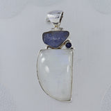 Rainbow Moonstone, Tanzanite Gemstone Silver Pendant