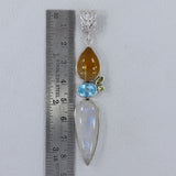 Rainbow Moonstone & Citrine Silver Pendant