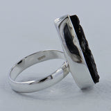 Raw Uncut Black Tourmaline silver Ring