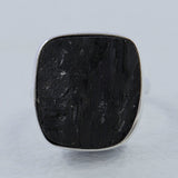 Raw Uncut Black Tourmaline silver Ring