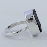 Raw Uncut Black Tourmaline silver Ring