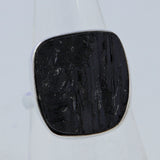 Raw Uncut Black Tourmaline silver Ring