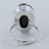 Raw Uncut Black Tourmaline silver Ring