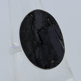 Raw Uncut Black Tourmaline silver Ring