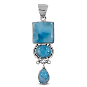 Larimar 925 Sterling Silver Pendant