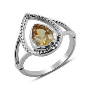 Citrine Gemstone Silver Ring