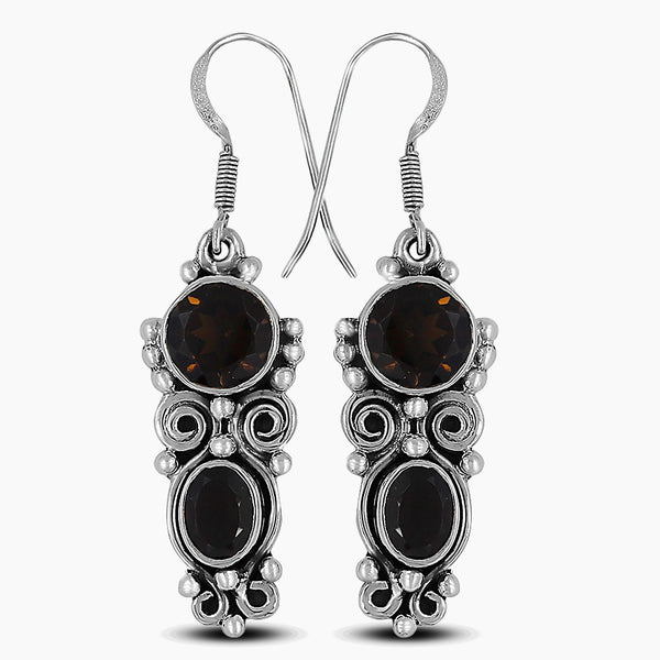 Smoky Quartz Silver Earrings