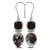 Rough Astrophyllite Silver Earrings