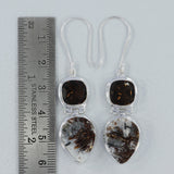 Rough Astrophyllite Silver Earrings