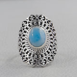 Larimar Gemstone 925 Sterling Silver Ring