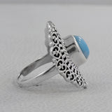 Larimar Gemstone 925 Sterling Silver Ring