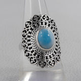 Larimar Gemstone 925 Sterling Silver Ring