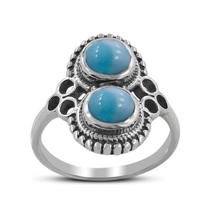 Natural Larimar Silver Rings