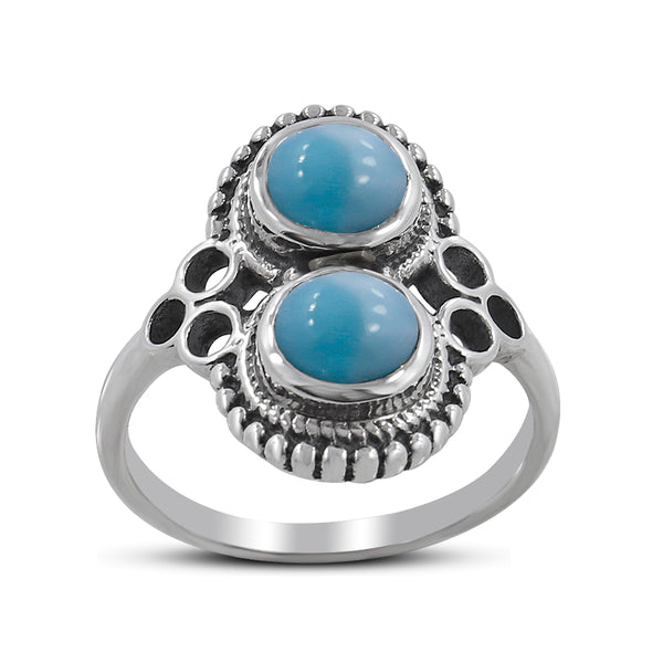 Natural Larimar Silver Rings