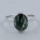 Seraphinite Gemstone Sterling Silver Ring