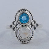 Natural Larimar Gemstone Women Gift Ring