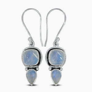 Rainbow Moonstone Silver Earrings