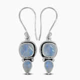 Rainbow Moonstone Silver Earrings
