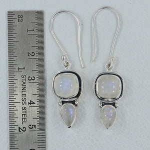 Rainbow Moonstone Silver Earrings