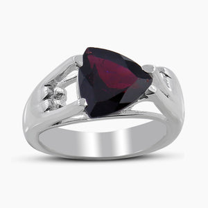Natural Garnet Silver Rings