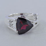 Natural Garnet Silver Ring