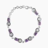 Amethyst & Rainbow Moonstone Silver Bracelets