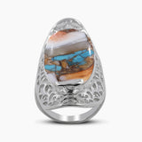Spiny Oyster Turquoise Silver Ring